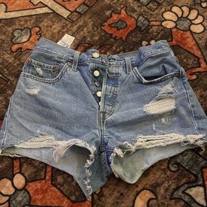 Levi's Light Blue Distressed Jean Shorts
